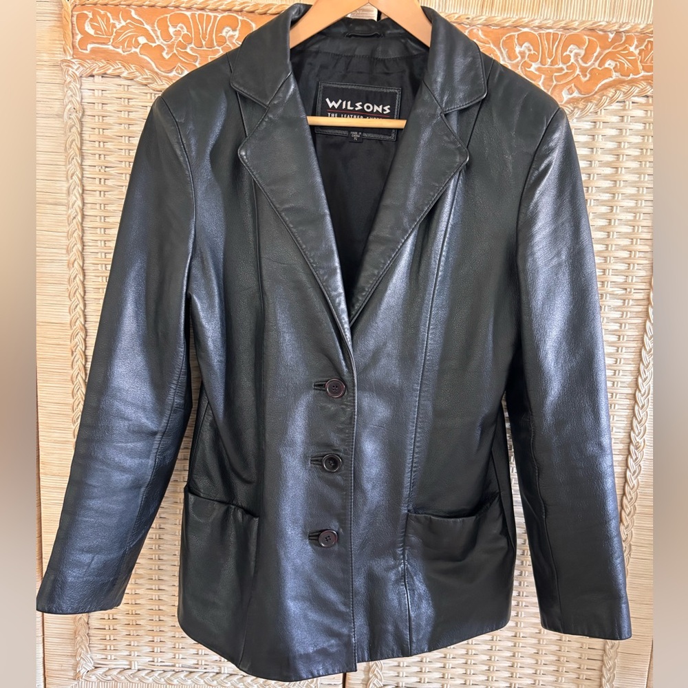 Wilsons Black Leather Blazer- Jacket